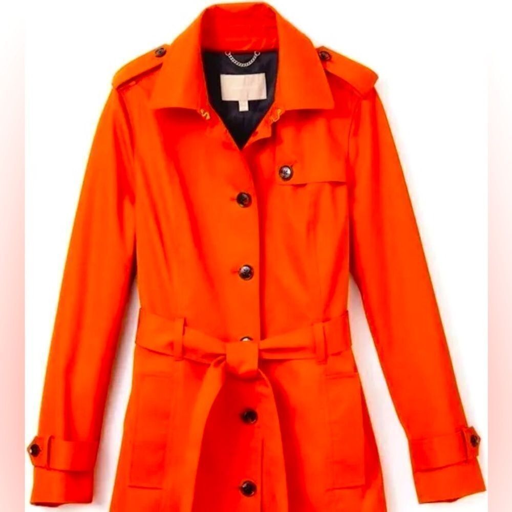 BR Water Resistant Orange Trench Coat